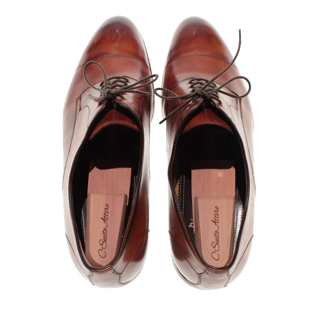 Di Bianco NWD Lace Up Derby Dress Shoes Size 46 (US 13) in Brown Leather